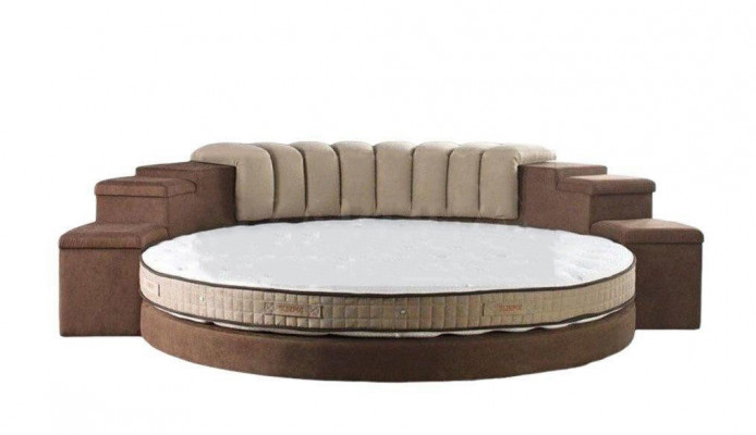 Rond Bed Modern Design Luxe Beklede Ronde Bedden Textiel Stof