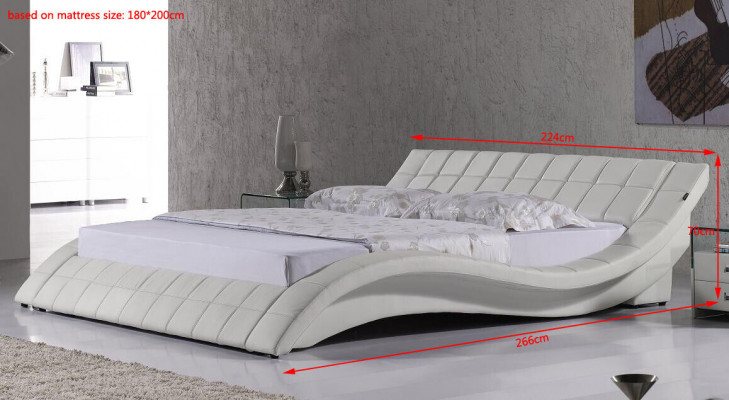 Ontwerper gestoffeerd bed Wit Bed Bedden Lederen bed Tweepersoonsbed Huwelijksbed Designerbed