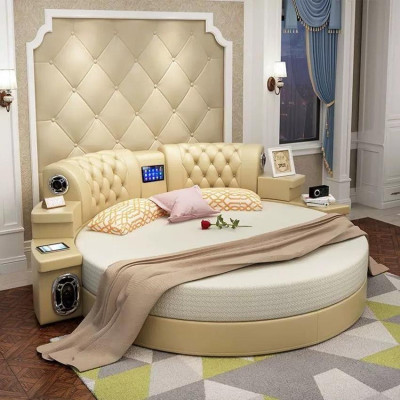 Rond bed, rond ontwerp bedden, dubbel luxe hotel frame slaapkamer.