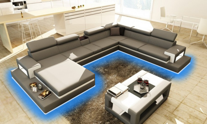 Leren bank Bank Hoekbank U-vorm Bank Woonlandschap Designerstoel Hoek