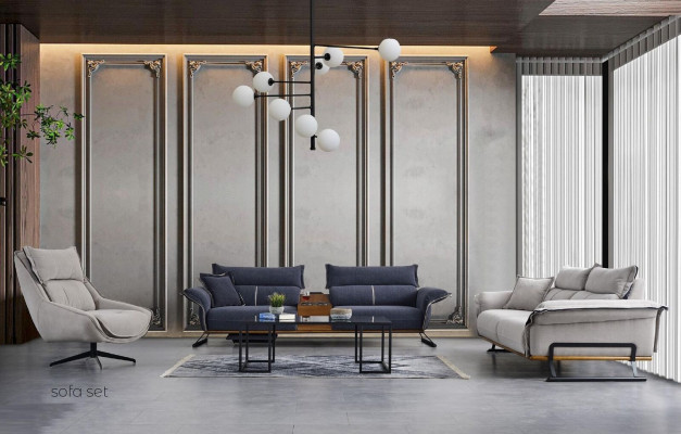 Bankstel 3-zits Moderne Designbank Zitbank Bekleding Eenpersoons Relaxbank Nieuw