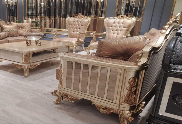Bankstel 3+3+1+1 Zits Bank Koffietafel Bank Stoel Banken Stof Luxe Set 5-delig