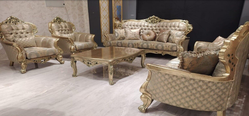 Set van 5-delige bankstel 3+3+1+1 zits Bankstel Salontafel Set Bank Stof Bankstellen Bank