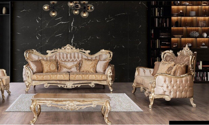 Bankstel 3+3 Zitsbank Fauteuil Banken Relax Luxe Set Woonkamer Barok 2-delig
