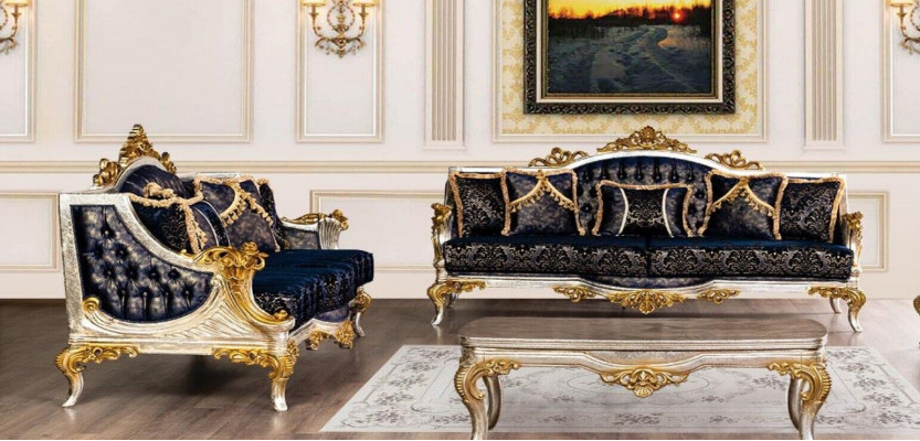 Luxe bankstel 3+3 zit bankfauteuils set stijl barok 2 delen klassiek