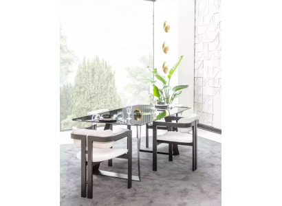Luxe eetkamer glazen design tafel eetgroep eettafel met 4 stoelen 5-delig