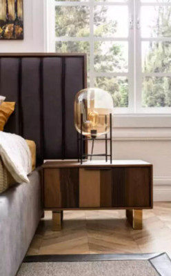 Slaapkamer Design Set met 2 bedden en 4 nachtkastjes, nieuw meubilair.