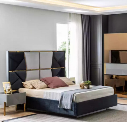 Luxe slaapkamer bed dubbele bedden ontwerp houten meubels bedframe nieuw