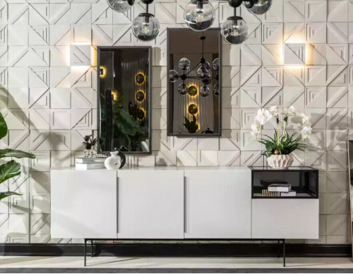 Sideboard Italiaanse stijl meubels houten spiegel set van 2 stuks. Woonkamerkasten