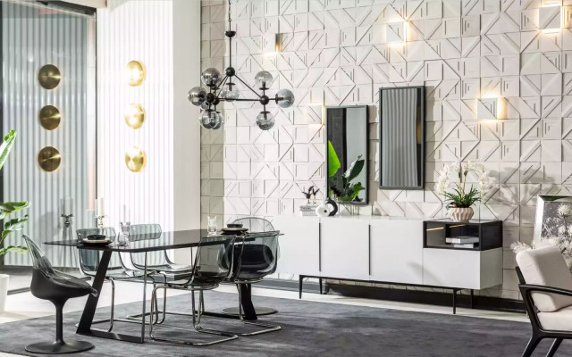 Sideboard Italiaanse stijl meubels houten spiegel set van 2 stuks. Woonkamerkasten