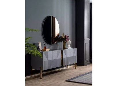 Sideboard Spiegel Set Italiaanse Stijl 2-delig Woonkamer Houten Ladenkast Kast