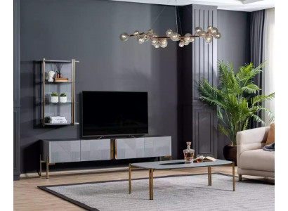 Waanzinnig stijlvolle moderne design woonkamer TV-commode in as grijs.