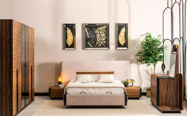 Bed Meubels Ontwerp Bedden Tweepersoonsbed Luxe Slaapkamer Textiel Hout Nieuw