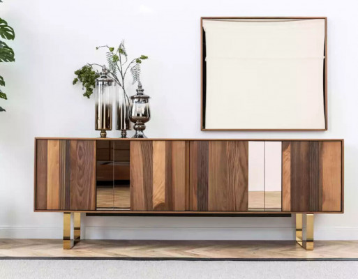 Compleet set eettafel 4x stoelen eetkamerset eetgroep dressoir 7-delig