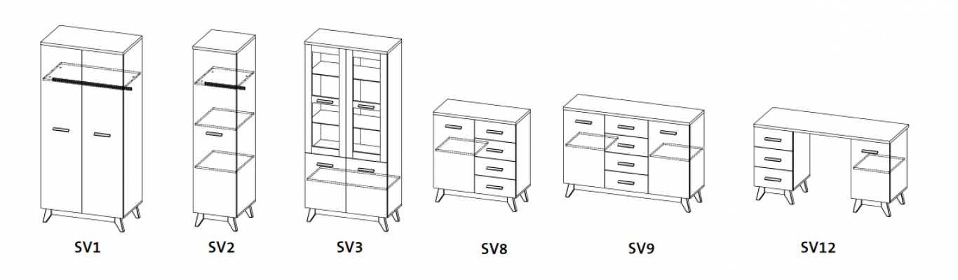 Woonkamerset Vitrine dressoir wandplank Woonwanden Commodes