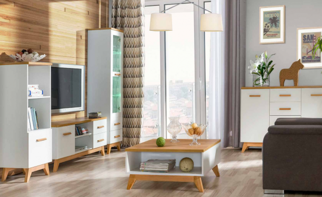 Woonkamer meubel set vitrine tv meubel wandplank tv tafel 5-delig