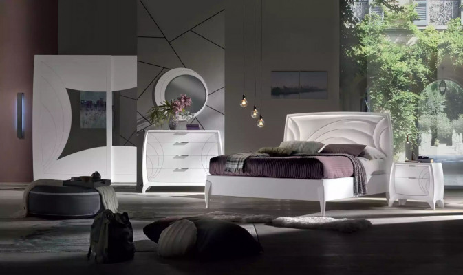 Slaapkamer set Bed 2x Nachtkastje Kledingkast 6-delig Design Luxe