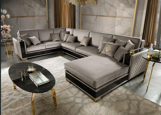 Woonlandschap hoekbank U-vorm bank Zitbank gestoffeerde bank Sofa's Meubels Bank Italië.