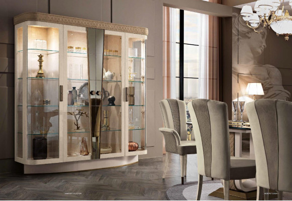 Vitrine Luxe Etalage Vitrines Glazen Kast Modern Beige Plank Dressoir Nieuw