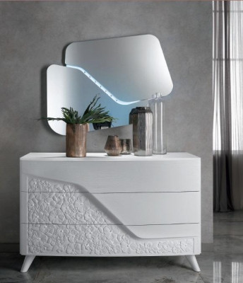 Luxe set, 2-delig dressoir spiegel dressoirs hout console modern design wit nieuw