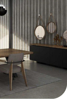 Eetkamermeubel set Eettafel Stoelen Dressoir Walnoot natuur - Antraciet mat