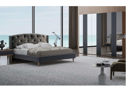 Modern Chesterfield slaapkamer set met design tweepersoonsbed en nachtkastjes