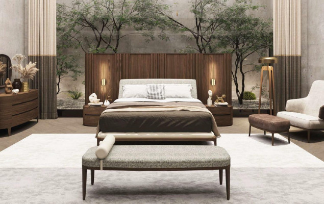 Bruin slaapkamer set bedframe 2x nachtkastjes tweepersoonsbed 3-delig