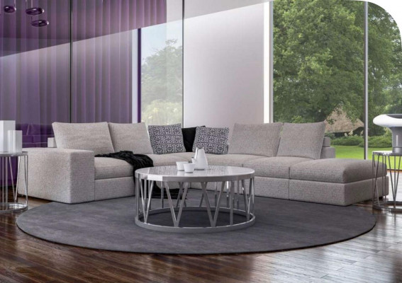 Witte hoekbank Beklede hoekbank Luxe L-vorm banken Modern Design