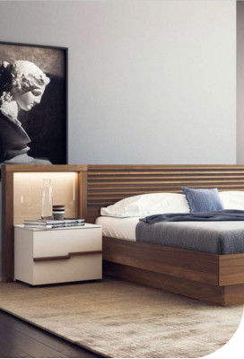 Bruine slaapkamer set Luxe bed Commode Nachtkastjes Walnoot Natuur