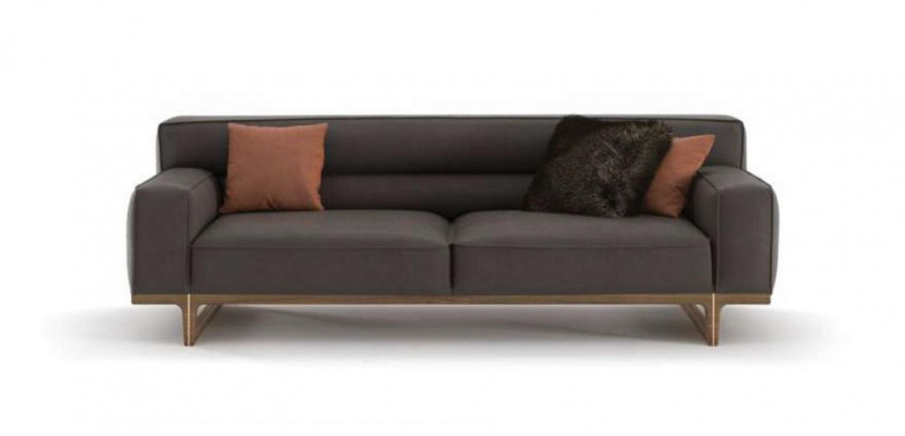 Bruine woonkamerset Luxueuze 3-zits Stivloller fauteuil Beklede poef