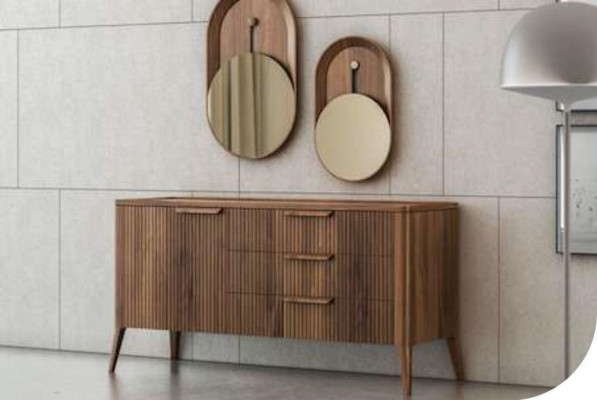 Walnoot natuur - Toros zwarte marmeren commode luxe woonkamer meubels