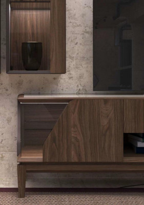 Woonkamer meubels Woonwand Hangplanken Dressoir Bruin Luxe Houten meubels