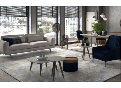 Grijze-zwarte woonkamermeubels Driepersoons fauteuil Nieuwe luxe set Modern