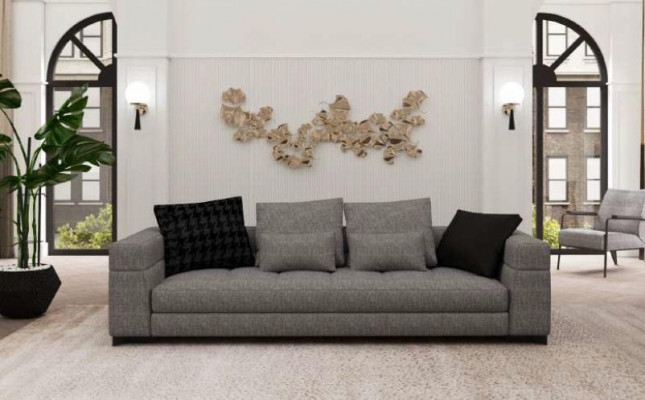 Grijze bank Driezits woonkamer Zitmeubels Houten frame Bank collectie