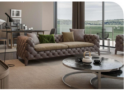 Chesterfield Vierzits Taupe Moderne Bank Woonkamermeubels Modern Nieuw  Chesterfield Vierzits Taupe Moderne Bank Woonkamermeubels Modern Nieuw