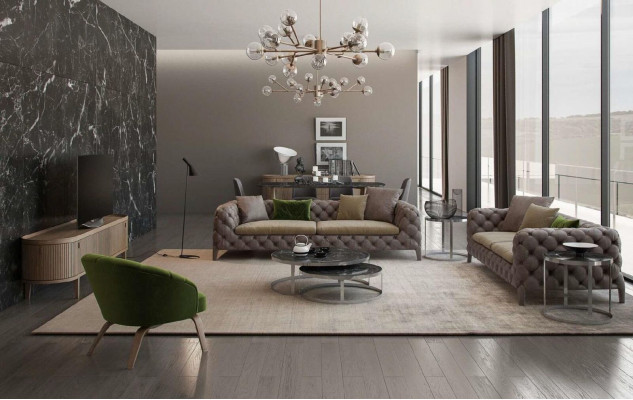 Chesterfield Vierzits Taupe Moderne Bank Woonkamermeubels Modern Nieuw  Chesterfield Vierzits Taupe Moderne Bank Woonkamermeubels Modern Nieuw