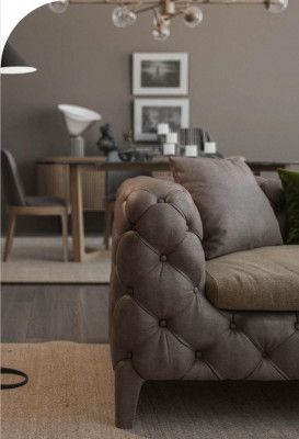 Chesterfield Vierzits Taupe Moderne Bank Woonkamermeubels Modern Nieuw  Chesterfield Vierzits Taupe Moderne Bank Woonkamermeubels Modern Nieuw