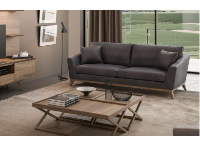 Grijze kunstleren driezits woonkamersofa Moderne bankstijl meubels