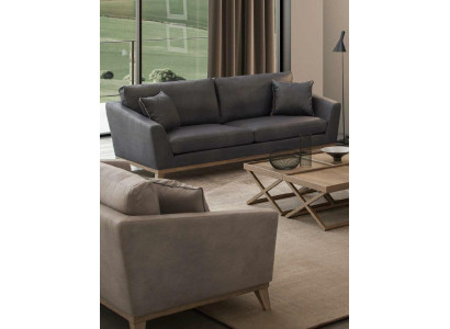 Grijze driezitter houten frame Moderne woonkamerbank Nieuw Luxe design