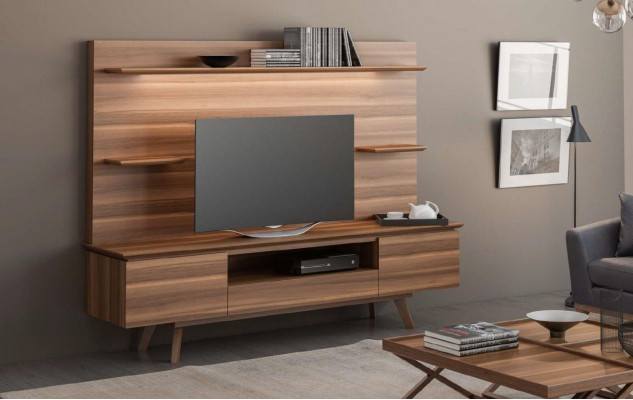 Walnoot natuurlijke luxe rekken Moderne woonkamermeubels Wandplanken Nieuw