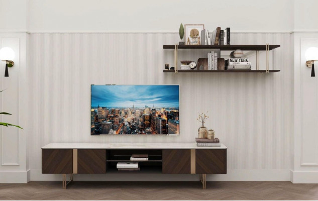 Moderne woonkamer wandkast planken woonkamer meubel televisiestandaard bruin
