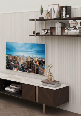 Moderne woonkamer wandkast planken woonkamer meubel televisiestandaard bruin