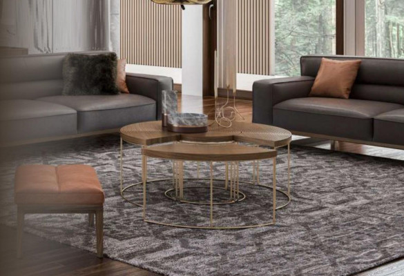 Moderne ronde salontafel Luxe bijzettafels Houten meubelen Salontafel in de woonkamer