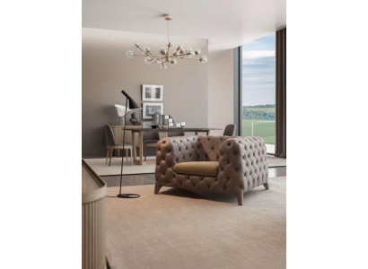 Chesterfield Taupe Fauteuil Chesterfield fauteuil Gestoffeerde fauteuil Woonkamer
