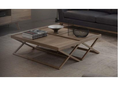 Opklapbare luxe bruine salontafel houten tafel woonkamer meubilair stijl tafel