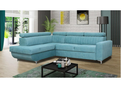 Blauw bankstel hoekbank stof hoekbank design textielbank L-vorm meubelen