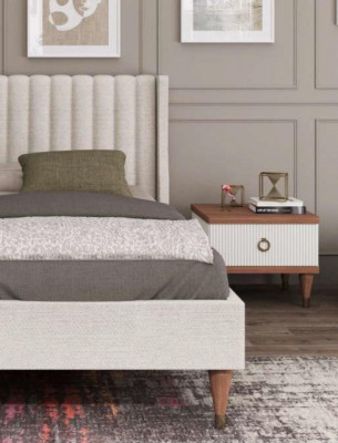 Witte nachtkastje met laden Houten meubels Moderne luxe slaapkamermeubels
