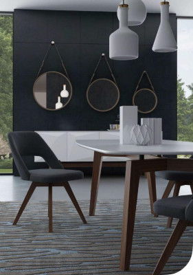 Grijze luxe eetkamerstoel Moderne eenzitter stijl Designer houten meubels