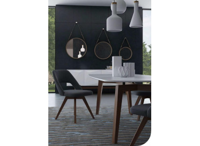 Grijze luxe eetkamerstoel Moderne eenzitter stijl Designer houten meubels
