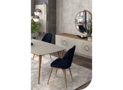 Blauwe eetkamerstoel Luxe Moderne keukenmeubels Designer houten meubels